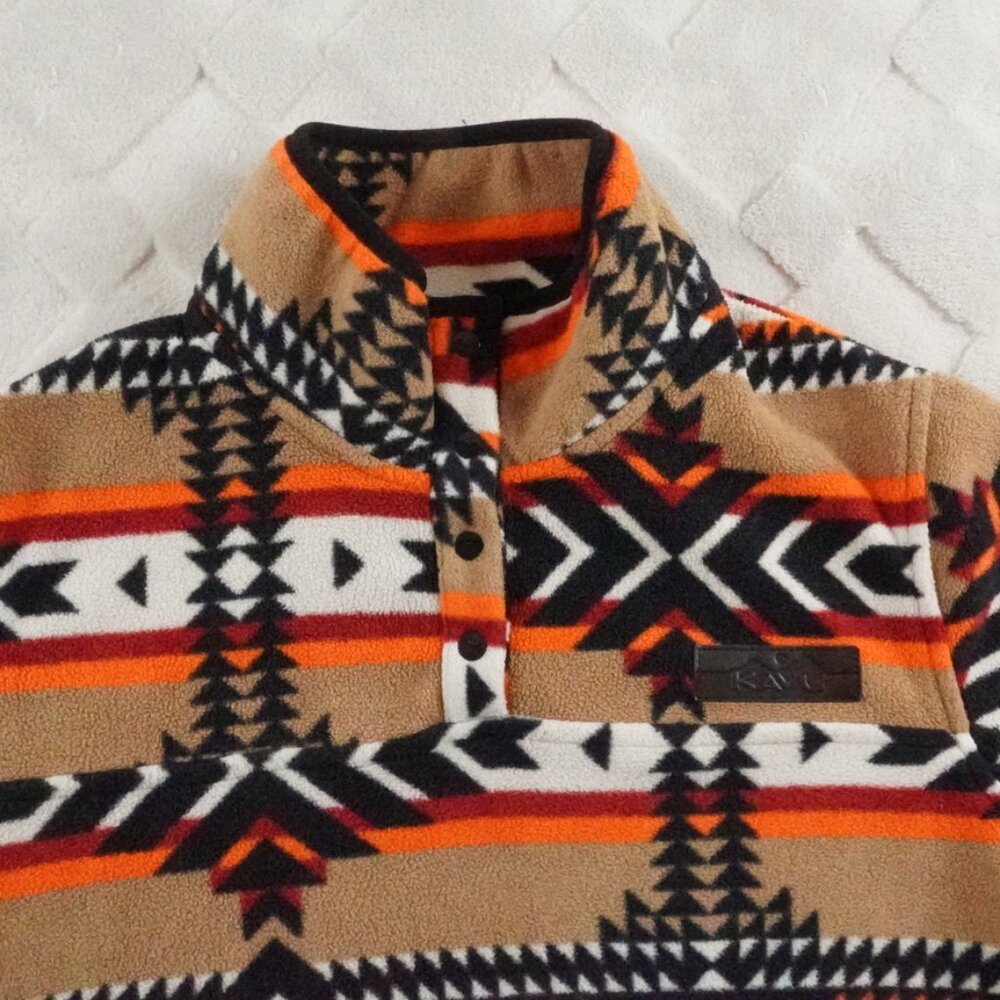 Kavu Women's Aztec Half-Zip Pullover - Tan, Orange, Black, White - Picture 3 of 11